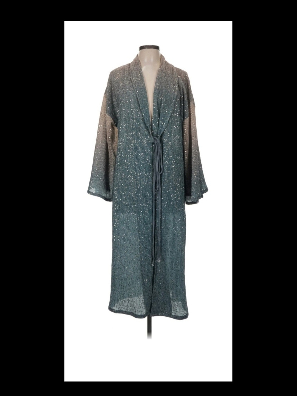 Anthropologie Teal Sequin Kimomo Robe